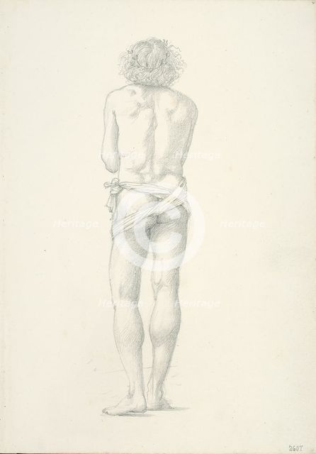Back View of Standing Male Nude, c. 1873-77. Creator: Sir Edward Coley Burne-Jones.