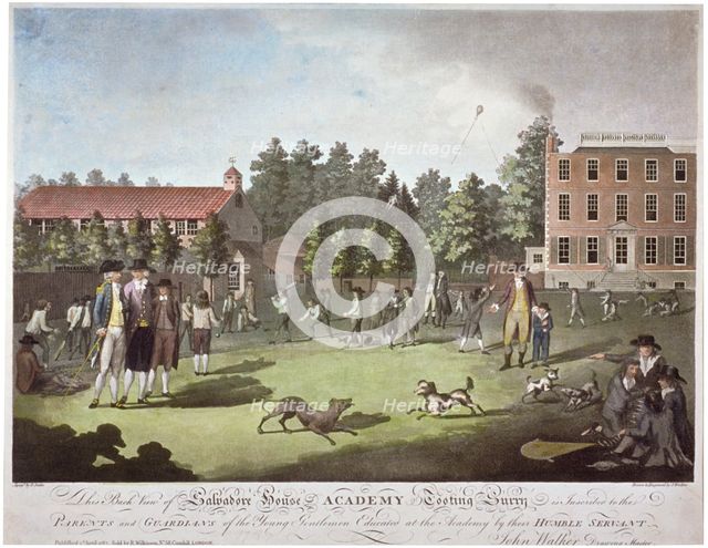 Back view of Salvadore House Academy, Tooting, Wandsworth, London, 1787. Artist: James Walker
