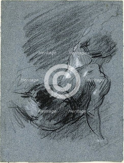 Back View of Seated Figure, Lifting Left Arm, n.d. Creator: Jean-Baptiste Carpeaux.