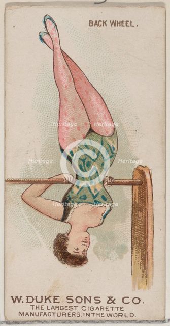 Back Wheel, from the Gymnastic Exercises series (N77) for Duke brand cigarettes, 1887., 1887. Creator: Unknown.