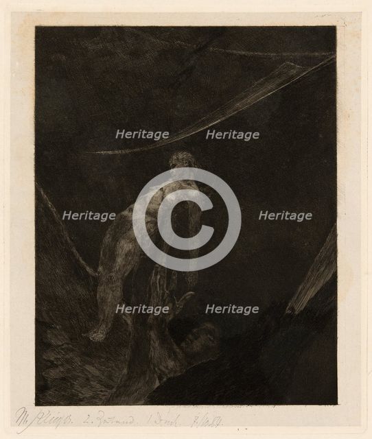 Back into Nothingness, plate fifteen from A Life, 1884. Creator: Max Klinger.