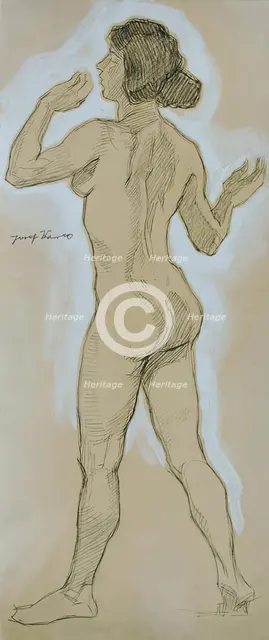 Back nude, head to the left, 1925. Creator: Josef Wawra.