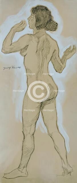 Back nude, head to the left, 1925. Creator: Josef Wawra.