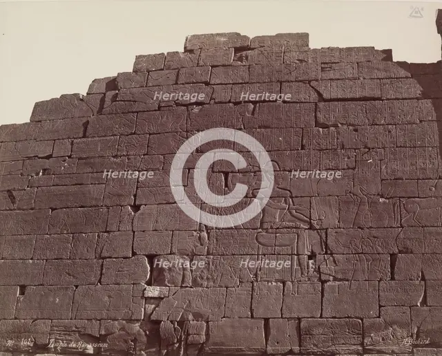 Back of the First Pylon of the Ramesseum. Luxor, West Bank, late 19th century. Creator: Henri Bechard.