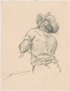 Back of a Man with Pole, 1870-1877. Creator: Walter Shirlaw