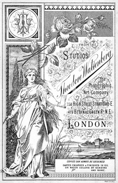 Back of a photograph promoting the studio of Theodore Waltenberg, c1890-1909(?). Artist: Unknown