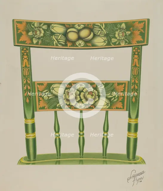 Back of Stencilled Chair, 1938. Creator: Lawrence Flynn.