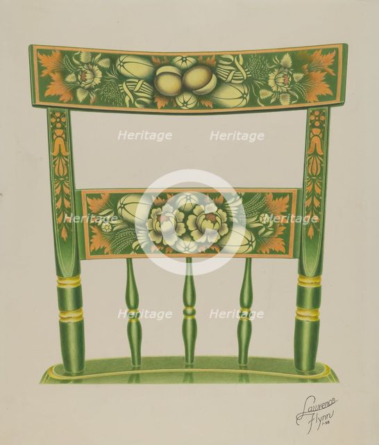 Back of Stencilled Chair, 1938. Creator: Lawrence Flynn.