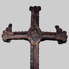 Back side of the calvary with the Virgin and Saint John called Tragó de Noguera