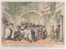 Bacon Faced Fellows of Brazen Nose, Broke Loose, 1811., 1811. Creator: Thomas Rowlandson