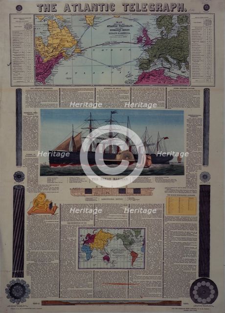 Bacon's Chart of the Atlantic Telegraph, 1866. Creator: Unknown.
