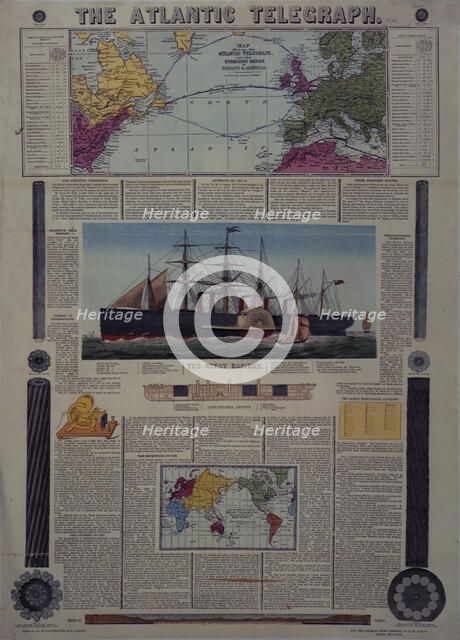 Bacon's Chart of the Atlantic Telegraph, 1866. Creator: Unknown.