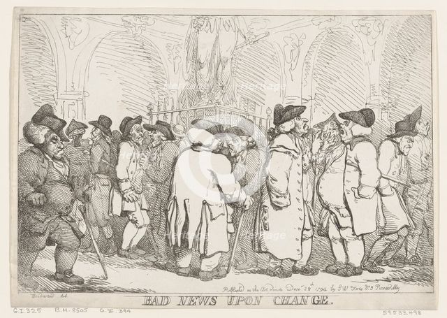 Bad News Upon Change, December 28, 1794., December 28, 1794. Creator: Thomas Rowlandson.