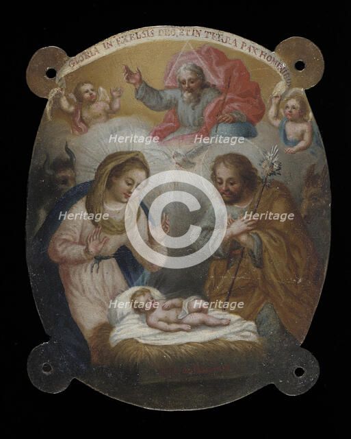Badge with Adoration of the Shepherds (Escudo con la adoración de los pastores), c1770. Creator: Jose Paez.