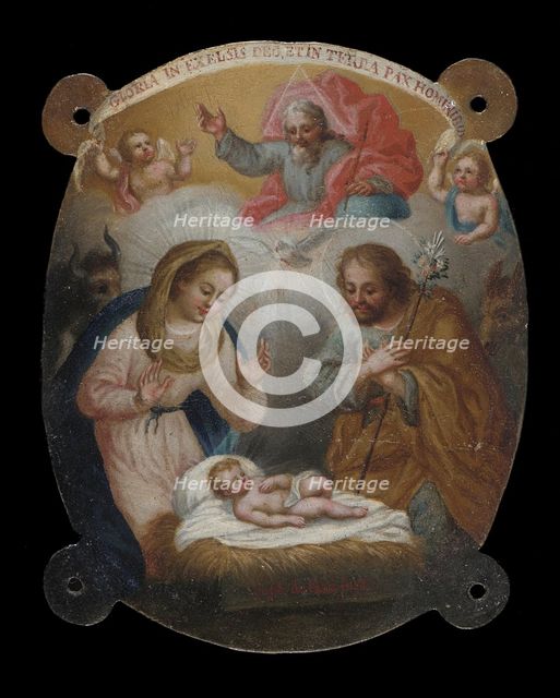 Badge with Adoration of the Shepherds (Escudo con la adoración de los pastores), c.1770. Creator: Jose Paez.