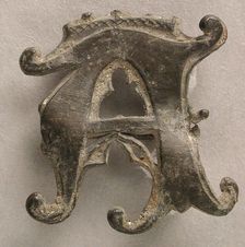Badge with Crowned Letter A, British, 14th-15th century. Creator: Unknown