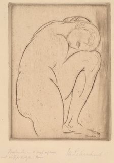 Badende mit Kopf auf Knie (Bather with Her Head on Her Knee), 1913. Creator: Wilhelm Lehmbruck