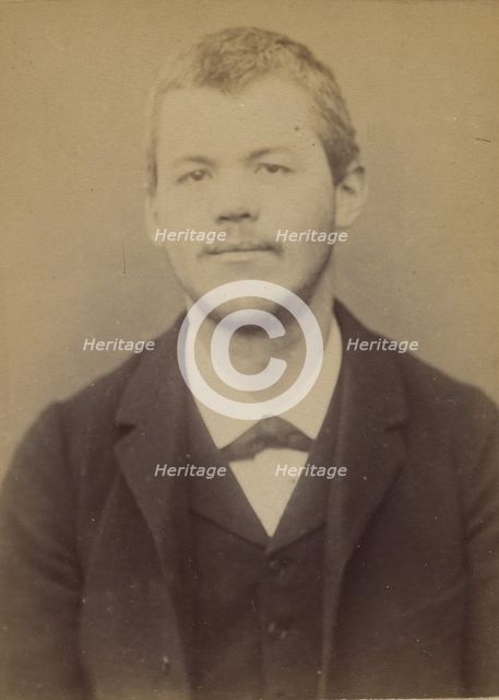 Baerisvuyl. Frédéric, Jean. 28 ans, né à Fribourg (Suisse). ébéniste. Anarchiste. 8/1/93., 1893. Creator: Alphonse Bertillon.
