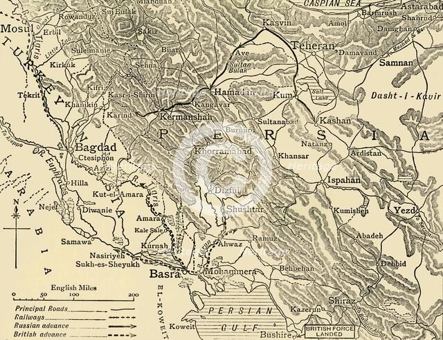 'Bagdad and the Persian Campaign', First World War, end of April 1916, (c1920). Creator: Unknown.