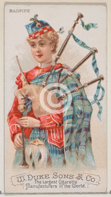 Bagpipe, from the Musical Instruments series (N82) for Duke brand cigarettes, 1888., 1888. Creator: Schumacher & Ettlinger.