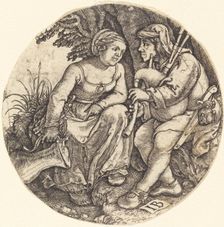 Bagpipe Player with His Lover. Creator: Master I. B.