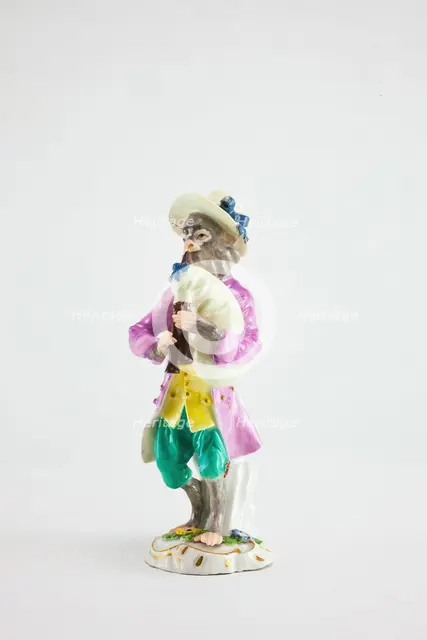 Bagpiper for the Monkey Band, Meissen, c. 1765. Creators: Meissen Porcelain, Johann Joachim Kaendler.
