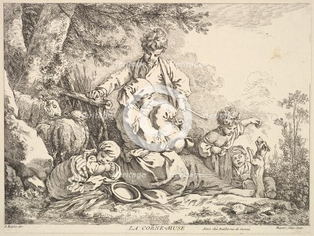 Bagpipes, mid to late 18th century. Creator: Jacques Gabriel Huquier.