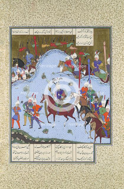 Bahram Gur Advances by Stealth against the Khaqan, Folio 577v from the..., ca. 1530-35. Creator: Bashdan Qara.