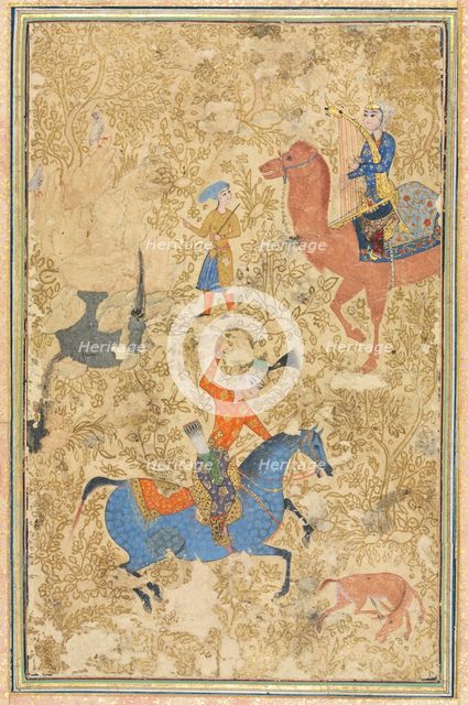 Bahram Gur and Azada, from a Shahnama (Book of Kings) of Firdausi (940-1019 or 1025), 1500s. Creator: Unknown.