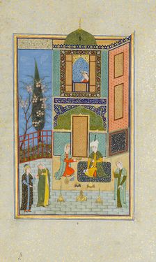 Bahram Gur in the Green Palace on Monday, Folio from a Khamsa (Quintet) of Nizami, A.H. 931/A.D. 152 Creator: Unknown