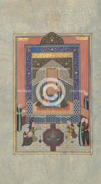 Bahram Gur in the Dark Palace on Saturday, Folio 207 from a Khamsa..., A.H. 931/A.D. 1524-25. Creators: Shaikh Zada, Mahmud Muzahhib, Sultan Muhammad Nur.