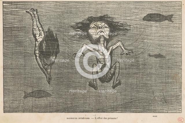 Baigneurs intrepédes, 19th century. Creator: Honore Daumier.