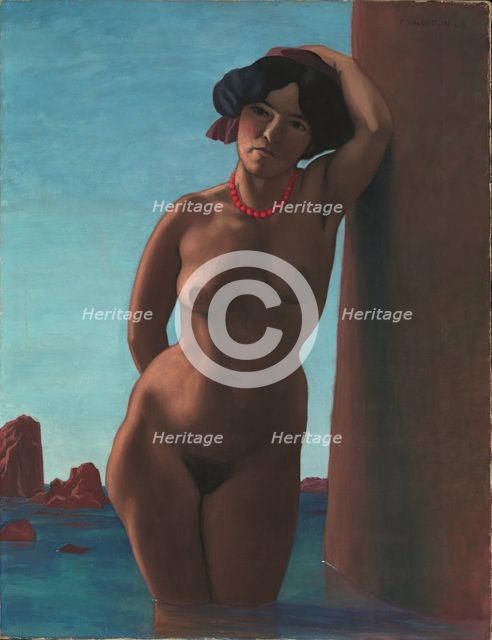 Baigneuse au rocher rouge, 1908. Artist: Vallotton, Felix Edouard (1865-1925)