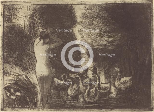Baigneuse aux oies (Bathers with Geese), 1895. Creator: Camille Pissarro.