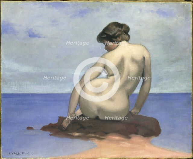 Baigneuse assise sur un rocher, 1910. Creator: Vallotton, Felix Edouard (1865-1925).