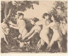 Baigneuses luttant (Bathers Wrestling), c. 1896. Creator: Camille Pissarro