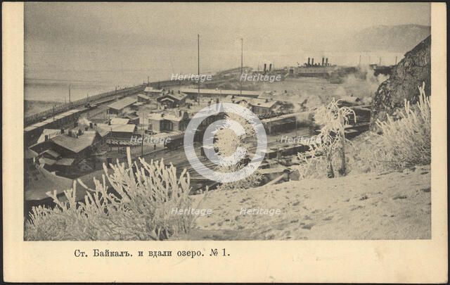 Baikal station and the lake in the distance, 1905. Creator: Unknown.