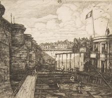 Bain-froid Chevrier (Chevrier's cold bath establishment, or The School Baths, Paris), 1864. Creator: Charles Meryon