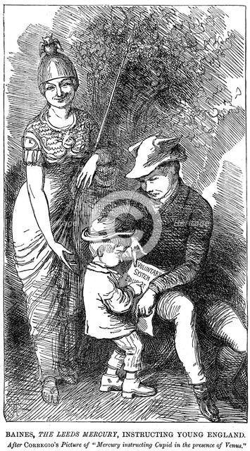 'Baines,'The Leeds Mercury', Instructing Young England', 1847. Artist: Unknown