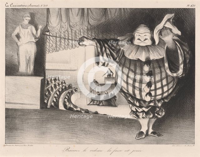 Baissez le rideau, la farce est jouée, 1834.  Creator: Honore Daumier.