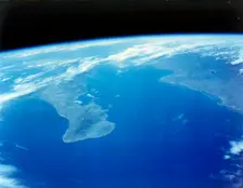 Baja California and the Sea of Cortes, seen from aboard the first Space Shuttle flight, April 1981. Creator: NASA
