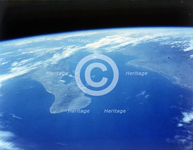 Baja California and the Sea of Cortes, seen from aboard the first Space Shuttle flight, April 1981. Creator: NASA.