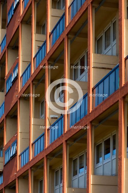 Balconies of blocks of flats, Islington, London, 2005.  Creator: Derek Kendall.