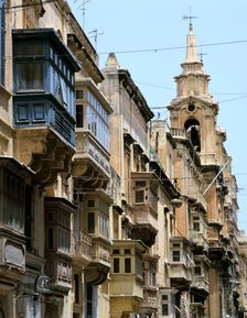 Balconies, St Paul's Street, Valletta, Malta. Creator: Peter Thompson