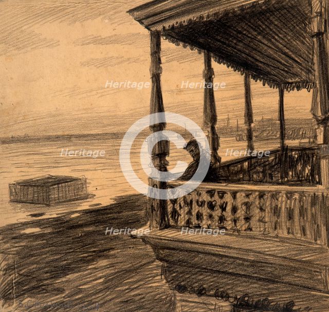 Balcony above the Irtysh River in Omsk, 1904. Creator: Boris Vasilievich Smirnov.