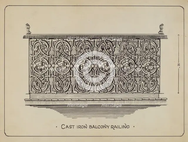 Balcony Railing, c. 1936. Creator: Lucien Verbeke.