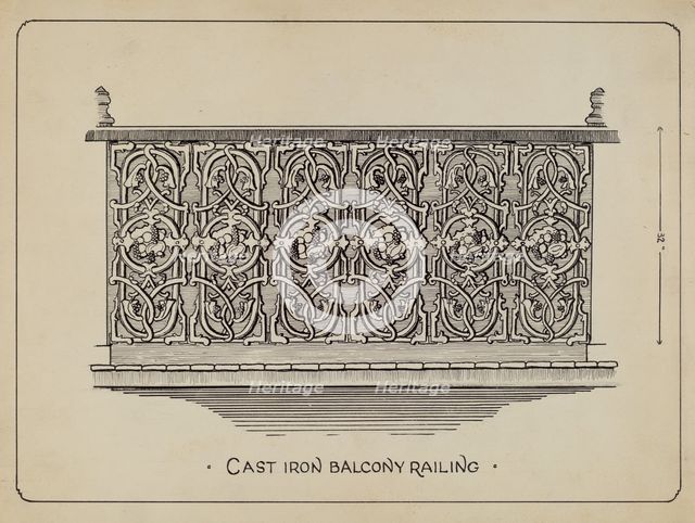 Balcony Railing, c. 1936. Creator: Lucien Verbeke.