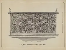 Balcony Railing, c. 1936. Creator: Lucien Verbeke