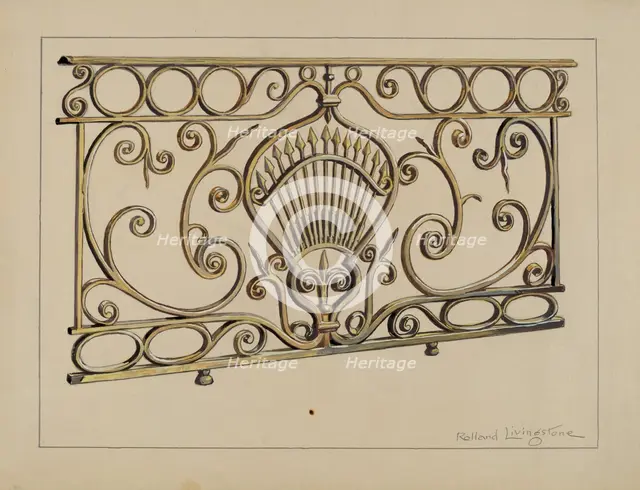 Balcony Railing, c. 1936. Creator: Rolland Livingstone.