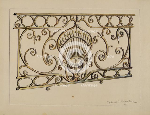 Balcony Railing, c. 1936. Creator: Rolland Livingstone.